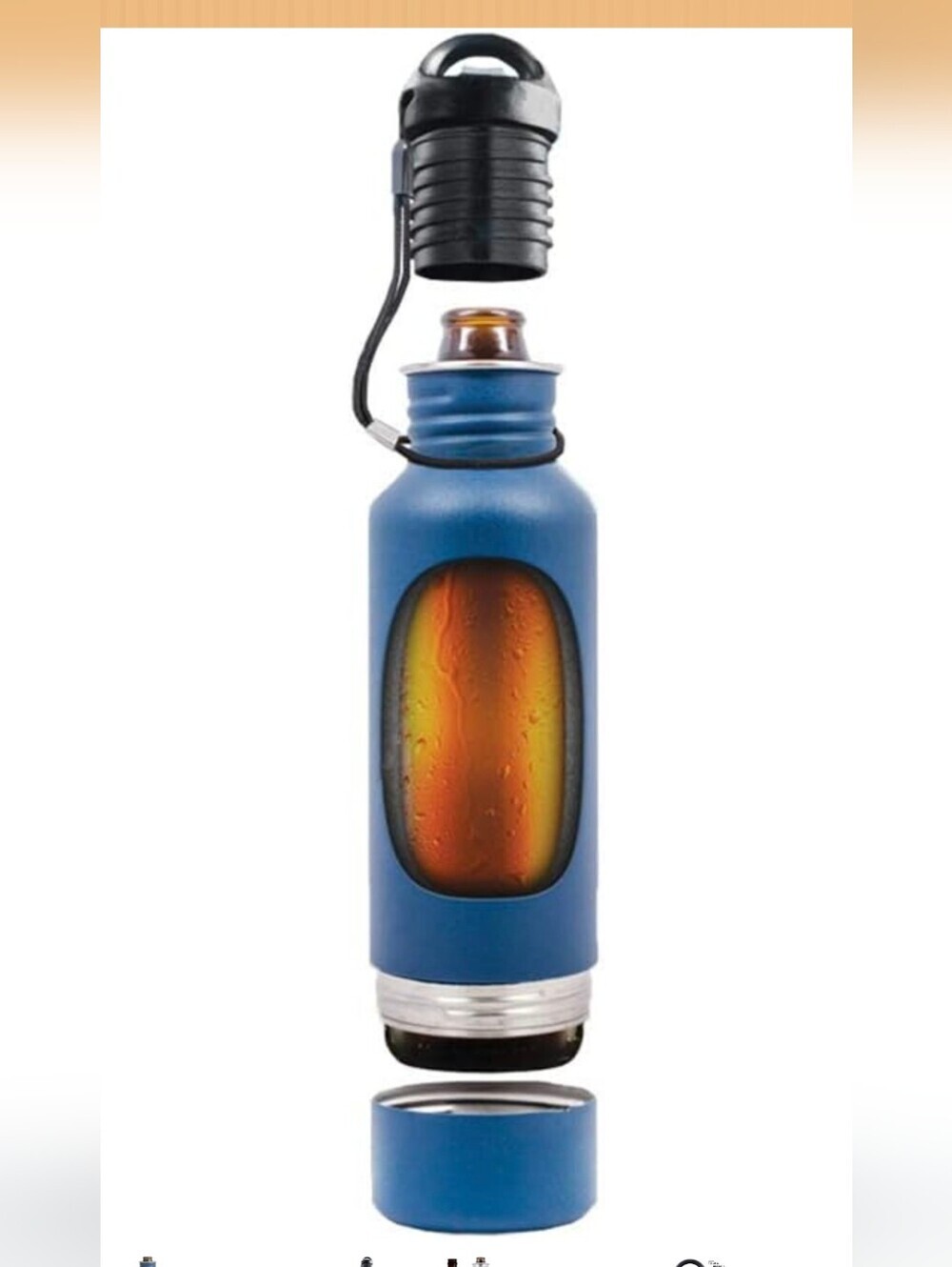 BottleKeeper 12 oz Stainless Steel Insulated Beer Bottle Cooler Navy Blue New